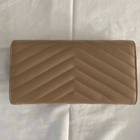 YSL Portefeuille Femme CASSANDRE MATELASSÉ LARGE FLAP (174Y) Wallet - Dark Beige - Picture 6 of 8